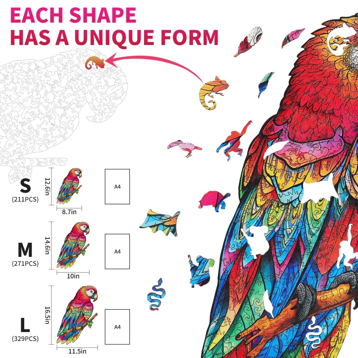 Lovely Parrot Wooden Jigsaw Puzzle - KAAYEE Puzzle