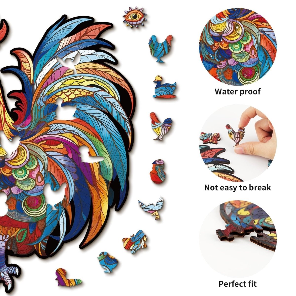 Majestic Cock Wooden Jigsaw Puzzle - KAAYEE Puzzle