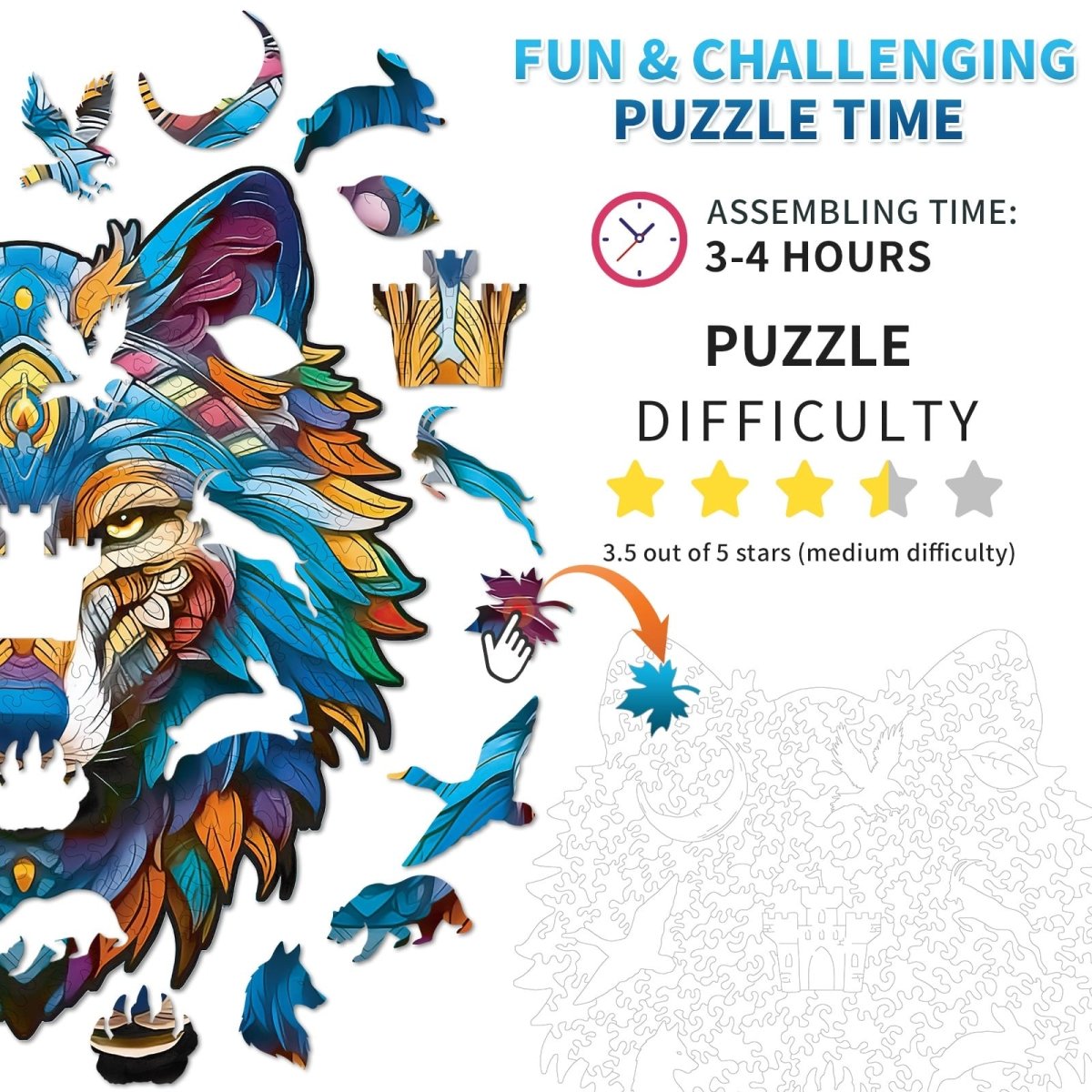 Majestic Wolf Wooden Jigsaw Puzzle - KAAYEE Puzzle