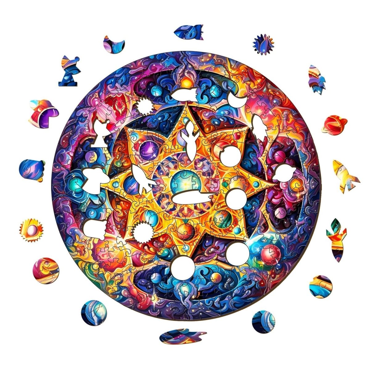 Mandala Planet Wooden Jigsaw Puzzle - KAAYEE Puzzle