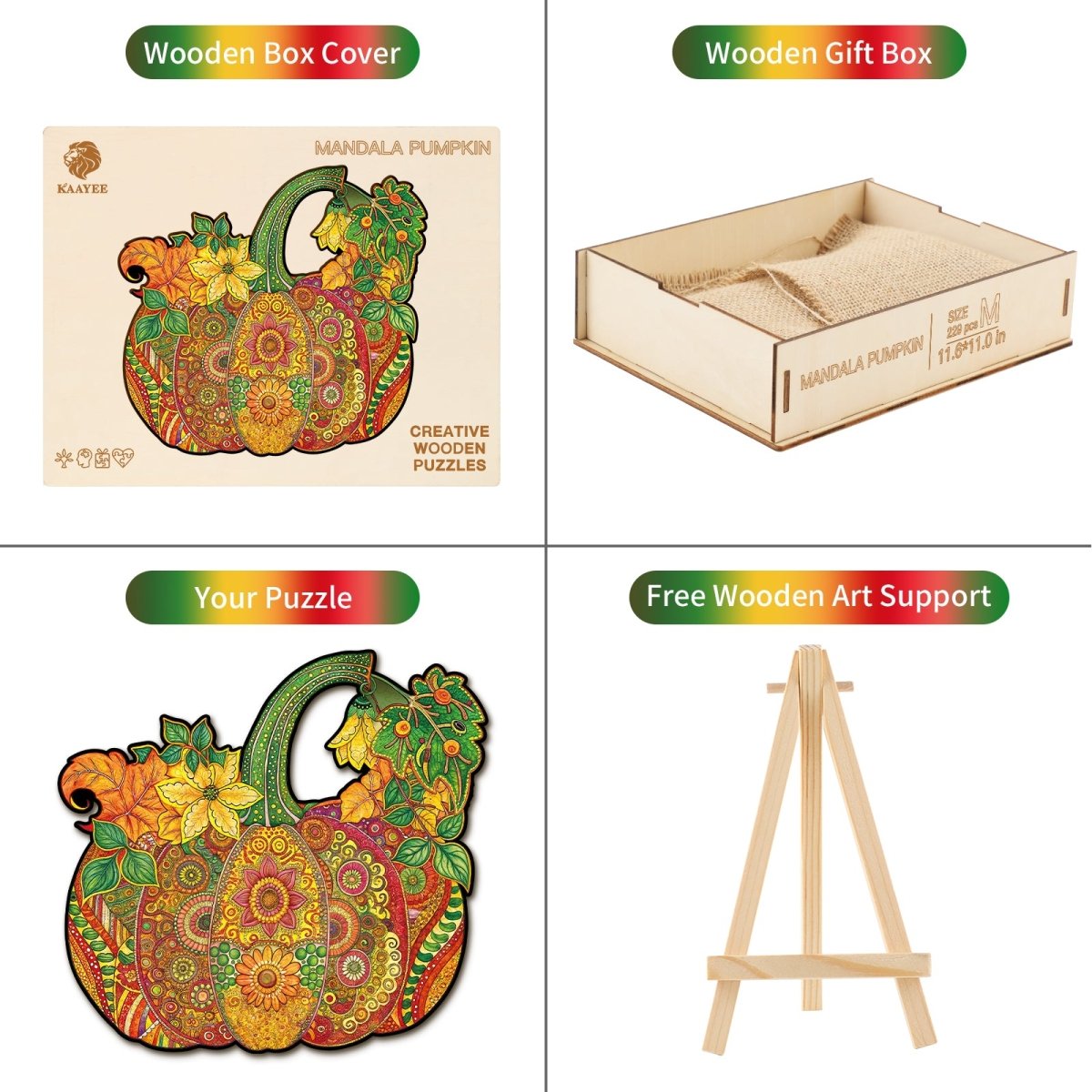 Mandala Pumpkin Wooden Jigsaw Puzzle - KAAYEE Puzzle
