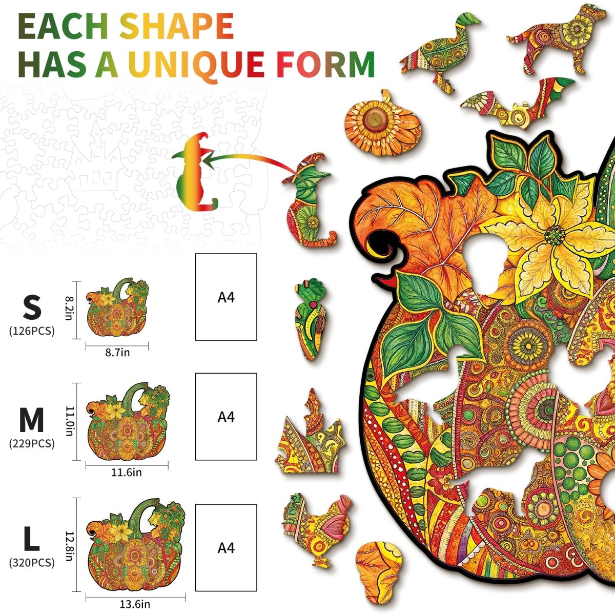 Mandala Pumpkin Wooden Jigsaw Puzzle - KAAYEE Puzzle