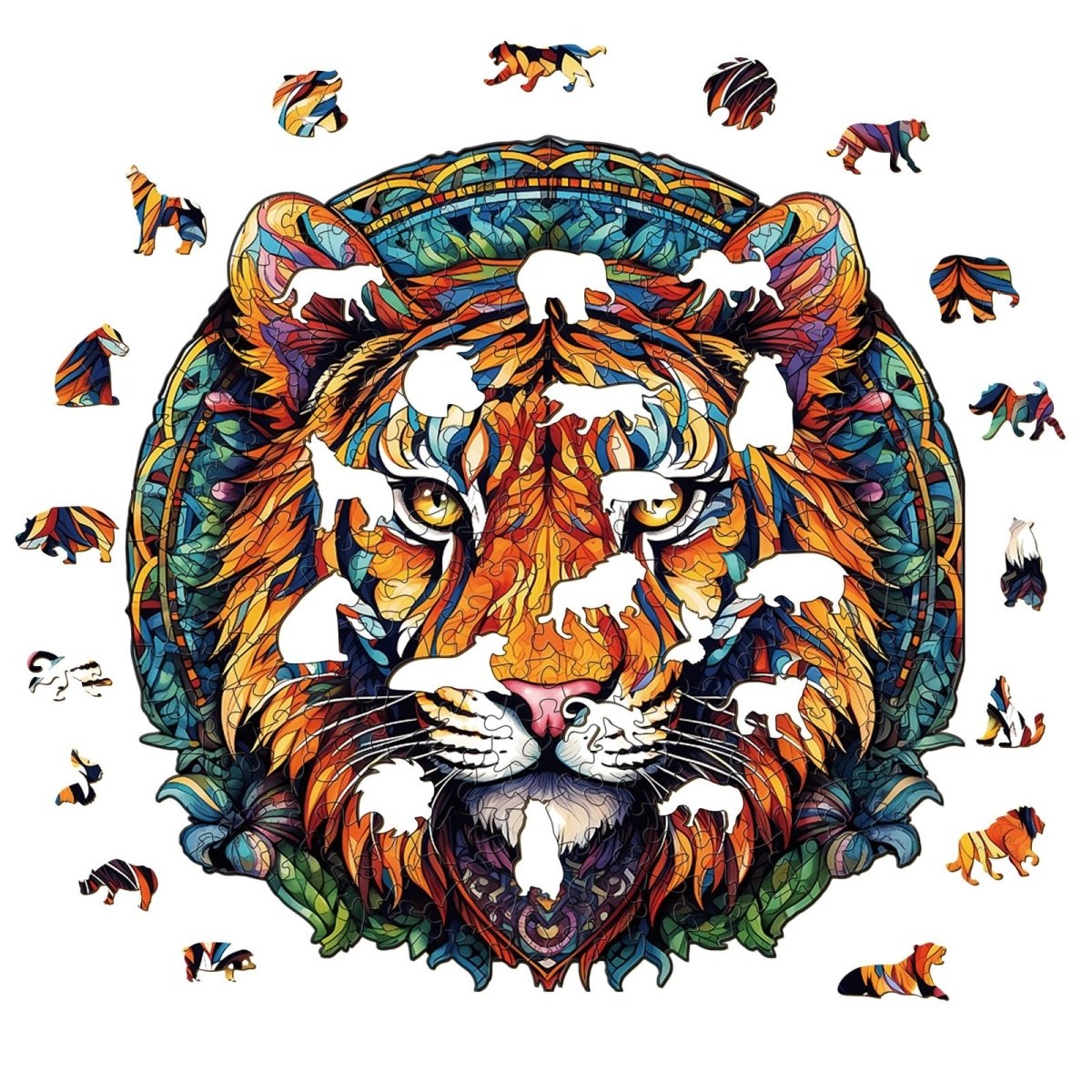 Mandala Tiger Wooden Jigsaw Puzzle - KAAYEE Puzzle