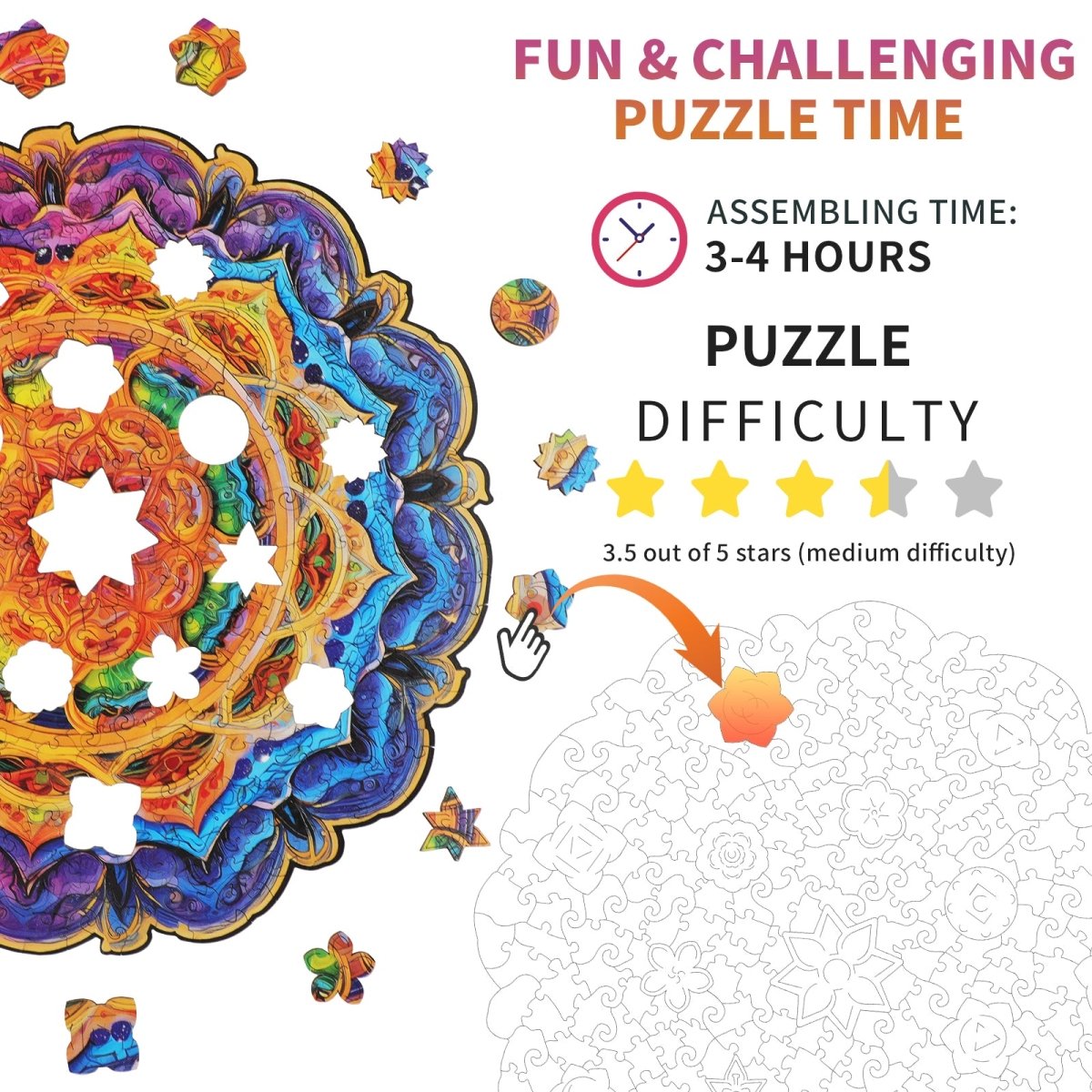 Mandala Wooden Jigsaw Puzzle - KAAYEE Puzzle