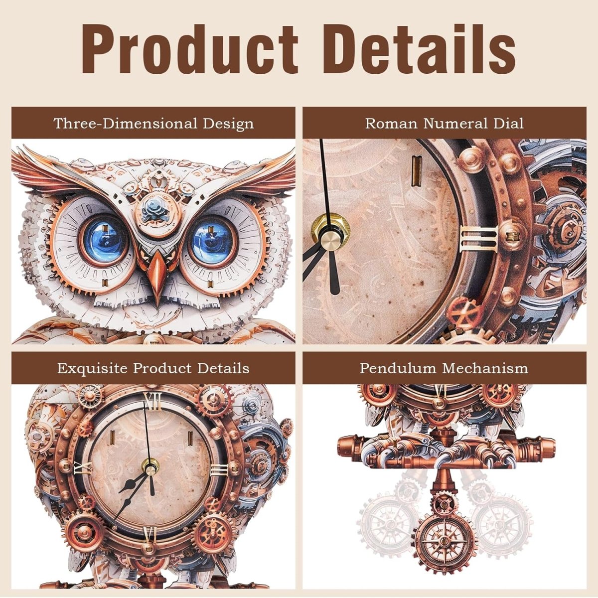 Mechanical Owl Clock DIY Wooden Puzzle - KAAYEE Puzzle