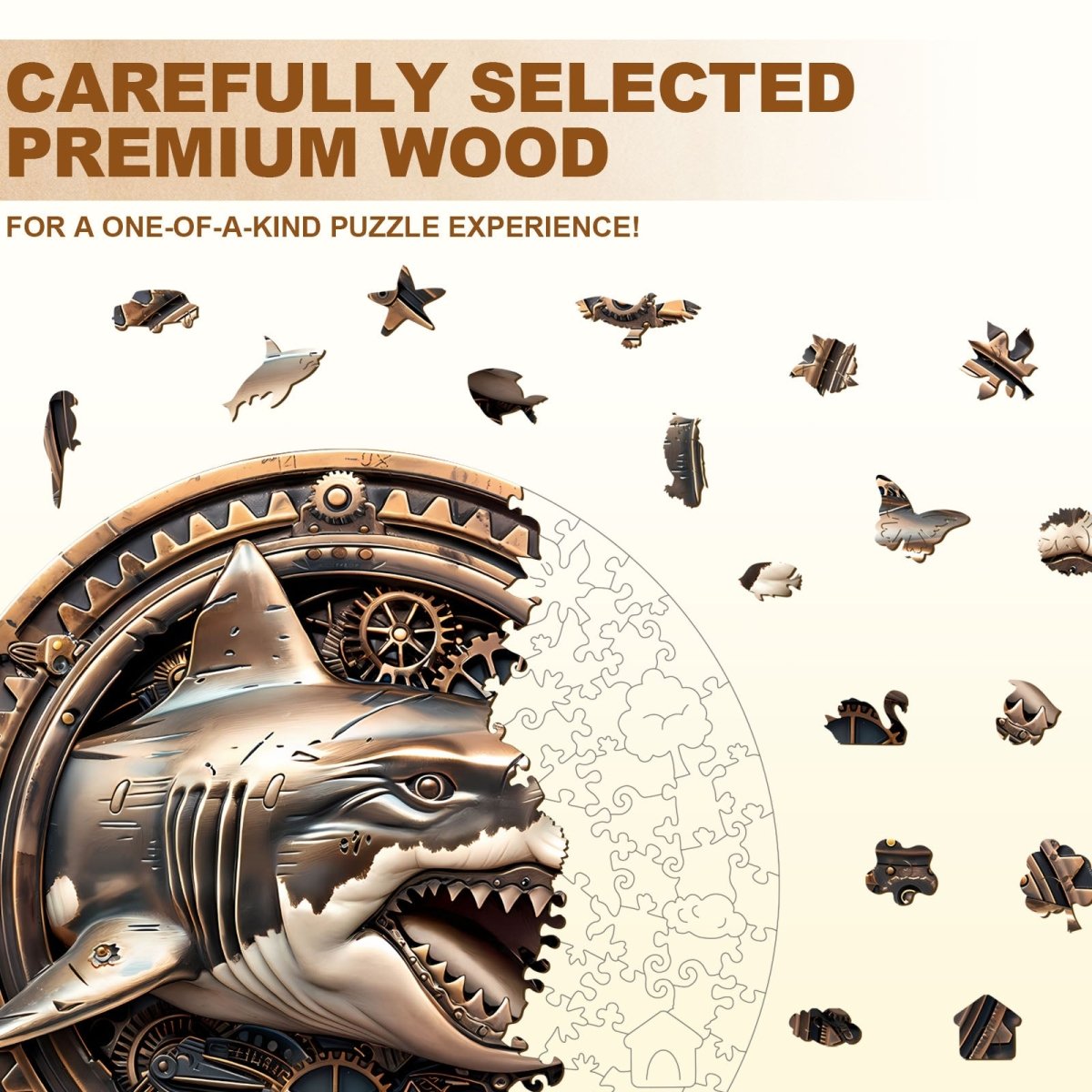 Mechanical Shark - 2 Wooden Jigsaw Puzzle - KAAYEE Puzzle