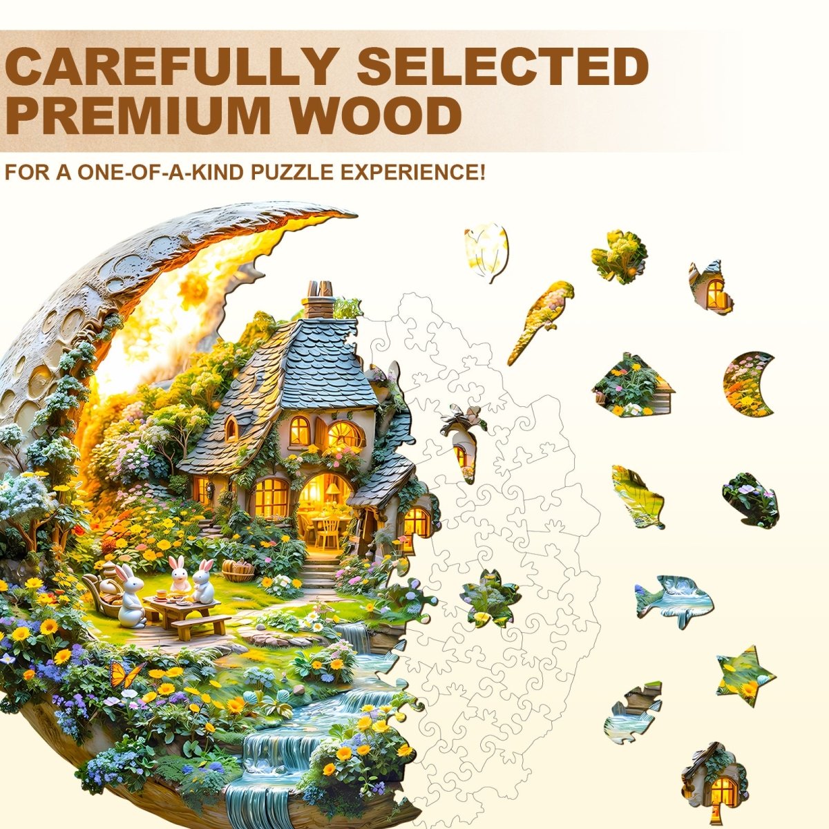 Moonlight Garden - 2 Wooden Jigsaw Puzzle - KAAYEE Puzzle