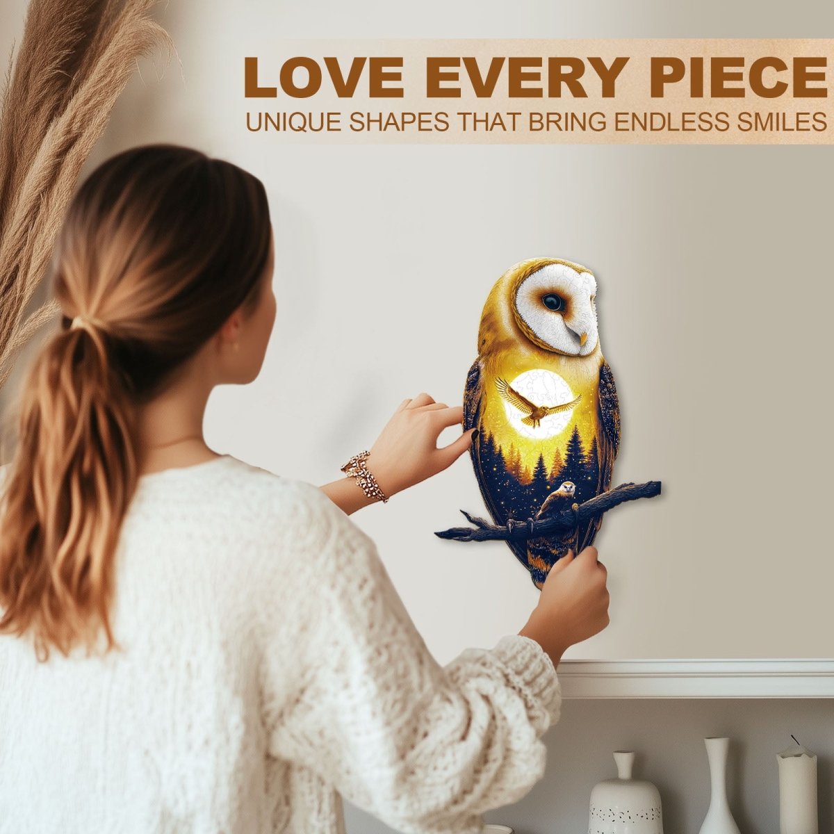 Moonlight Snow Owl Wooden Jigsaw Puzzle - KAAYEE Puzzle