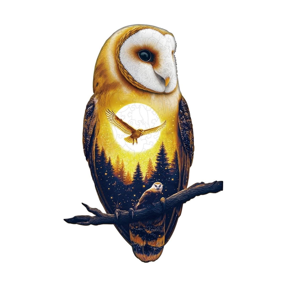 Moonlight Snow Owl Wooden Jigsaw Puzzle - KAAYEE Puzzle