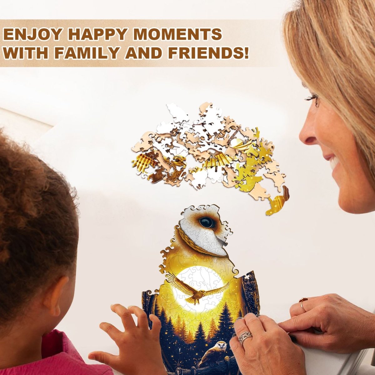 Moonlight Snow Owl Wooden Jigsaw Puzzle - KAAYEE Puzzle