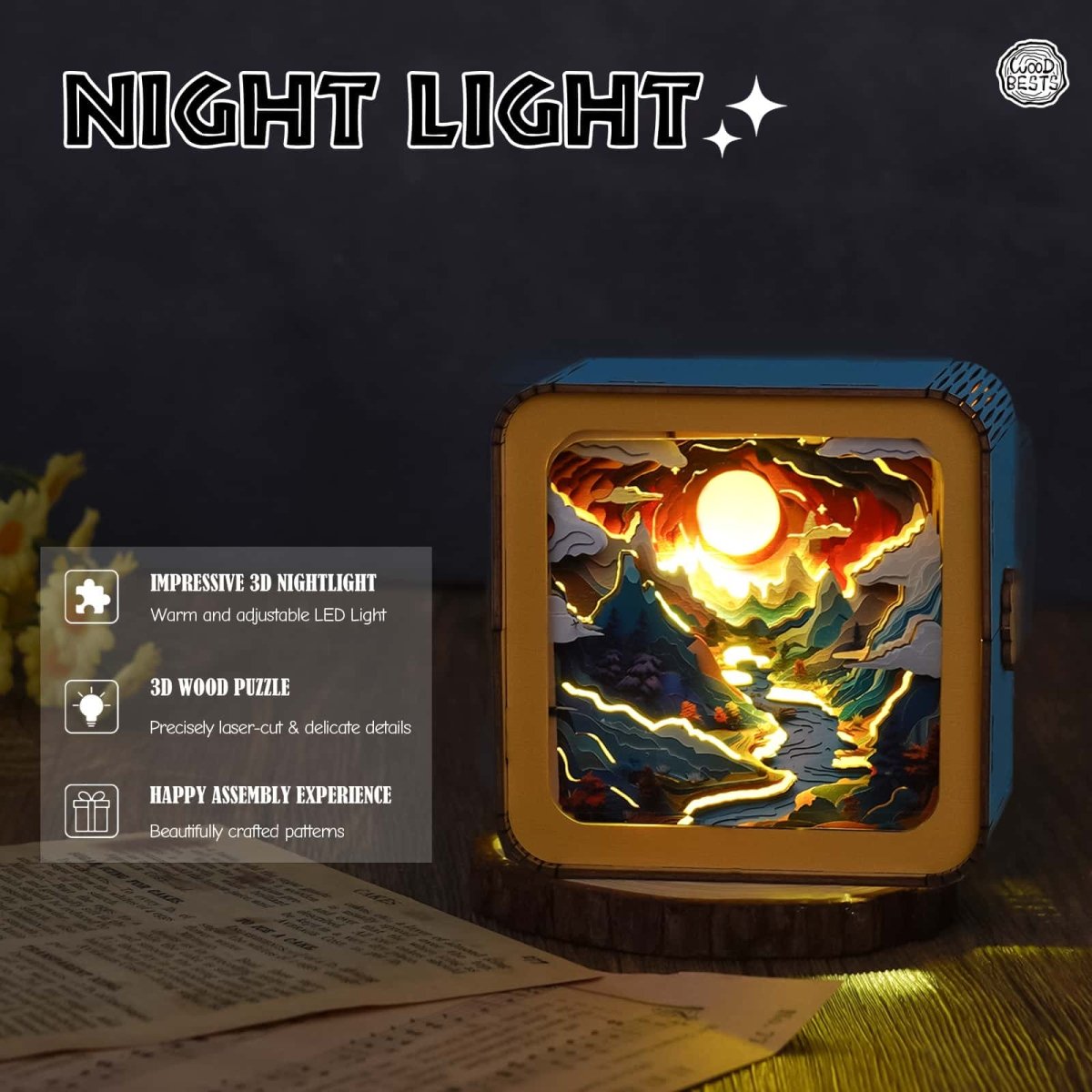 Moonlit Mountain Night Light - KAAYEE Puzzle