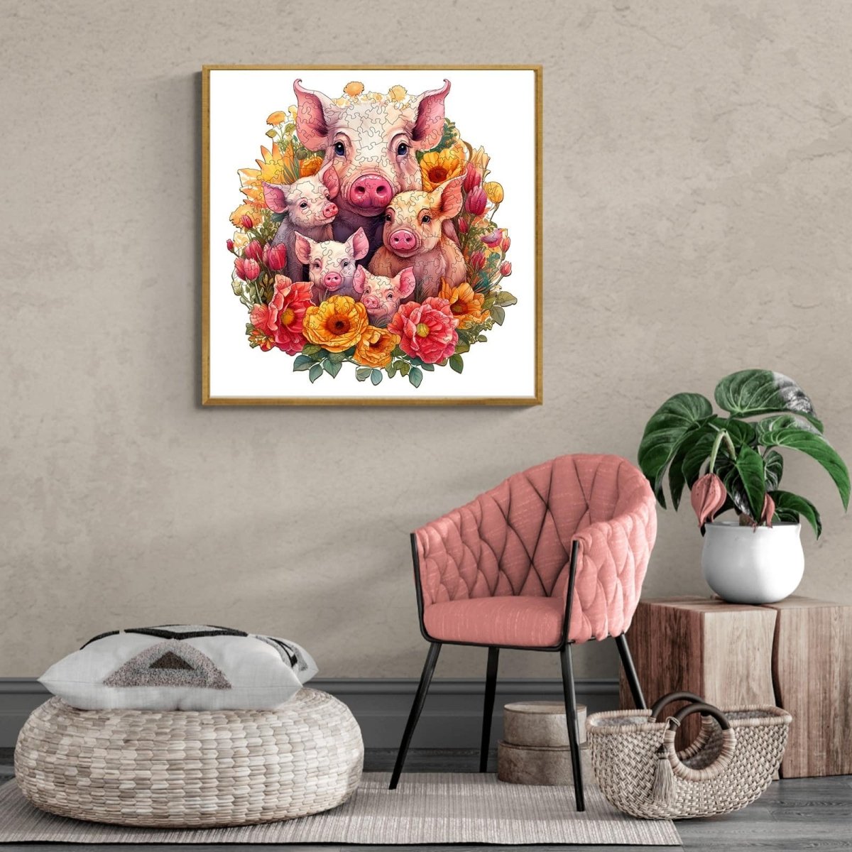 Mother pig and piglet 1 Wooden Jigsaw Puzzle - KAAYEE Puzzle