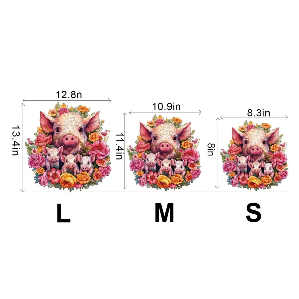 Mother pig and piglet 2 Wooden Jigsaw Puzzle - KAAYEE Puzzle