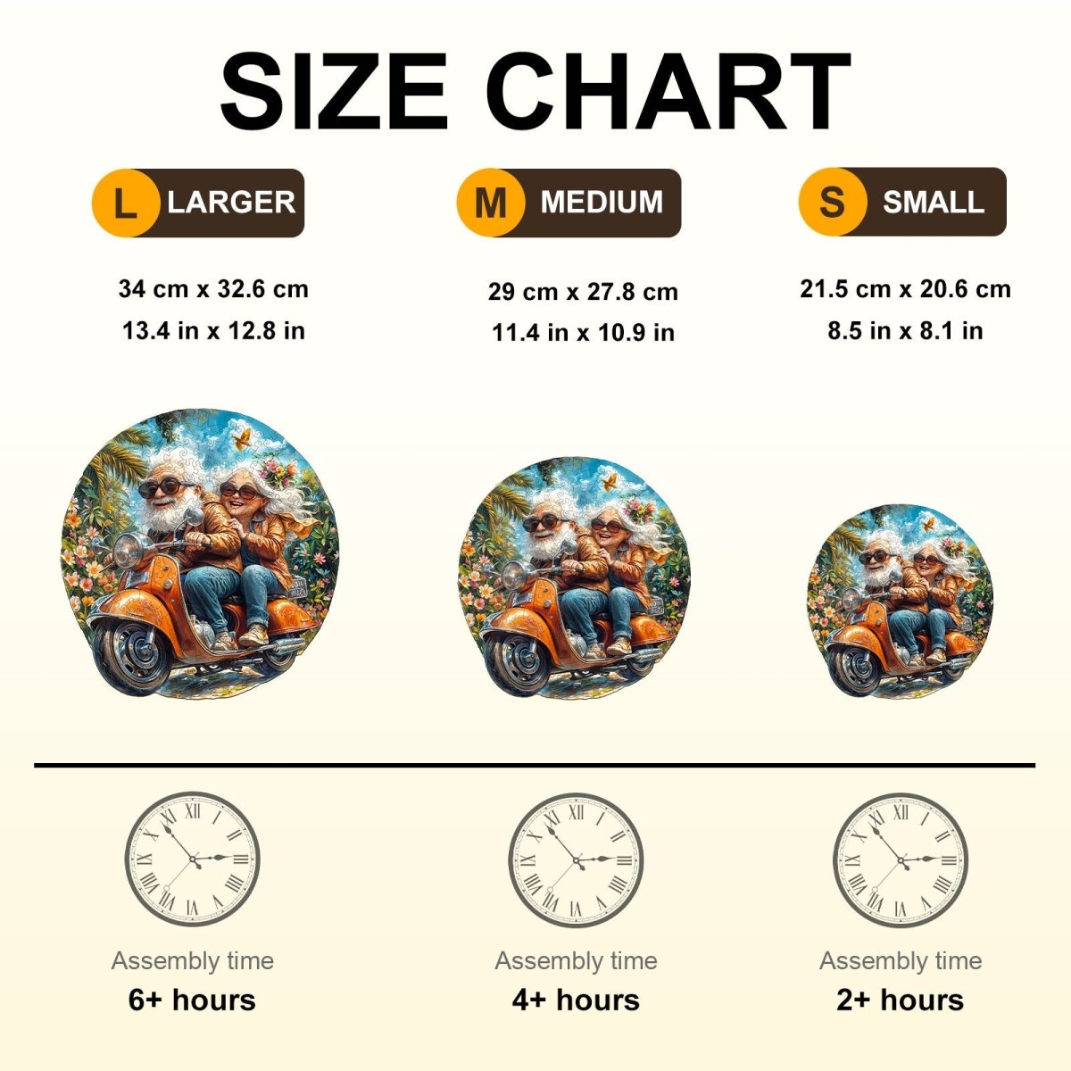 Motorcycle Granny - 2 Wooden Jigsaw Puzzle - KAAYEE Puzzle