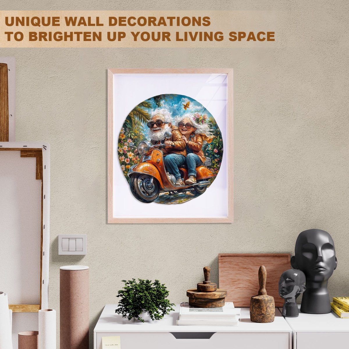 Motorcycle Granny - 2 Wooden Jigsaw Puzzle - KAAYEE Puzzle