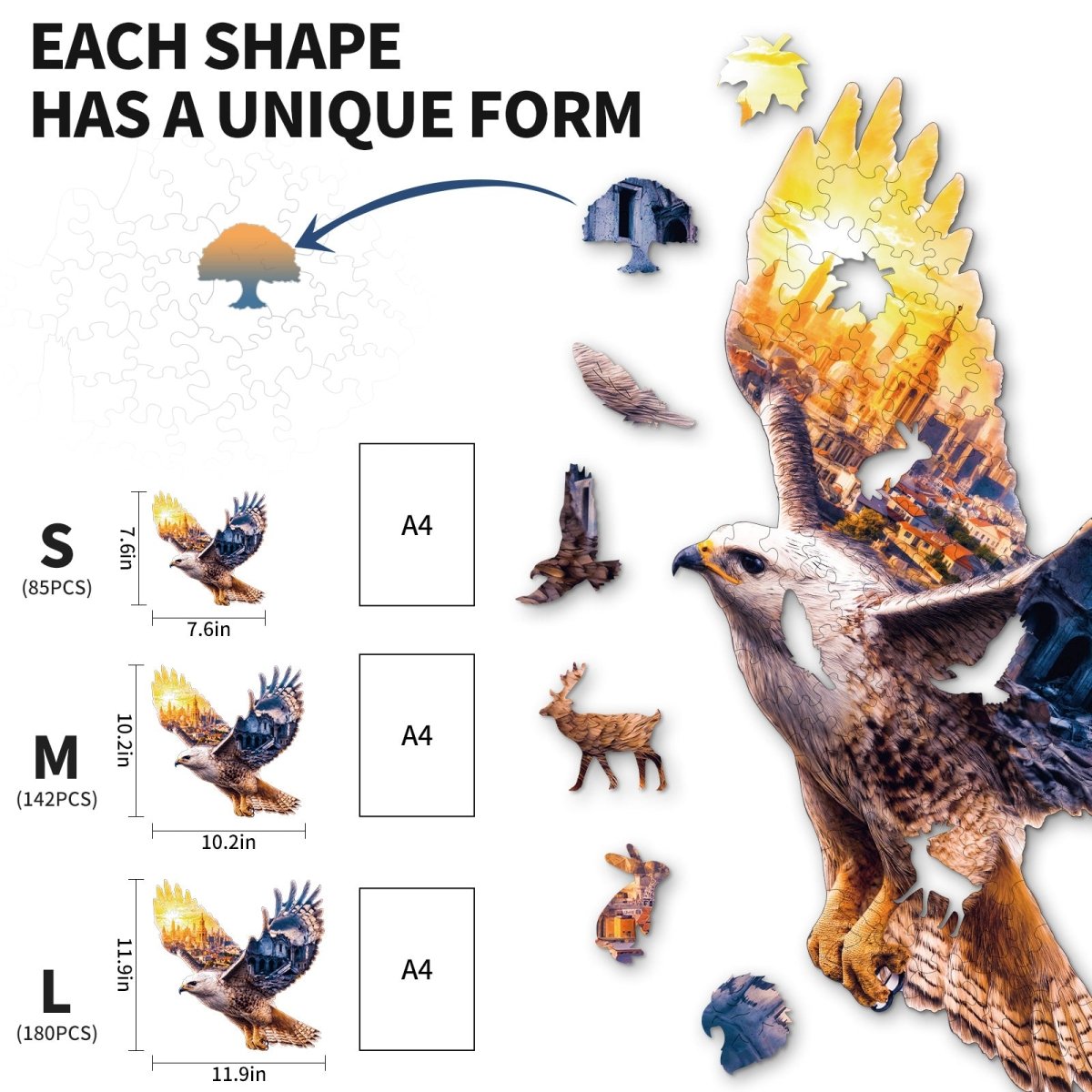 Mountain View Eagle Wooden Jigsaw Puzzle - KAAYEE Puzzle