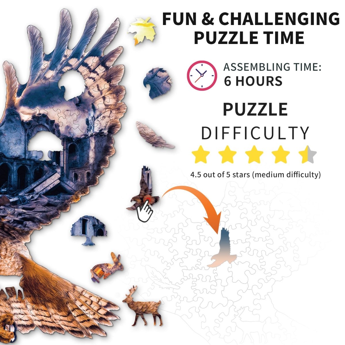 Mountain View Eagle Wooden Jigsaw Puzzle - KAAYEE Puzzle