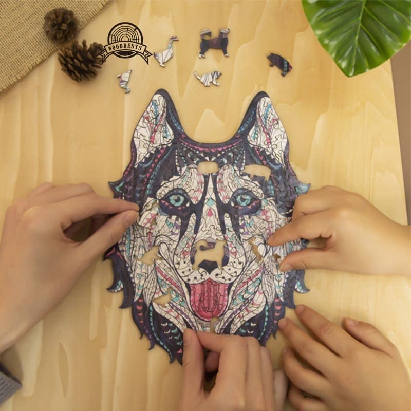NAUGHTY HASKY Wooden Jigsaw Puzzle - KAAYEE Puzzle