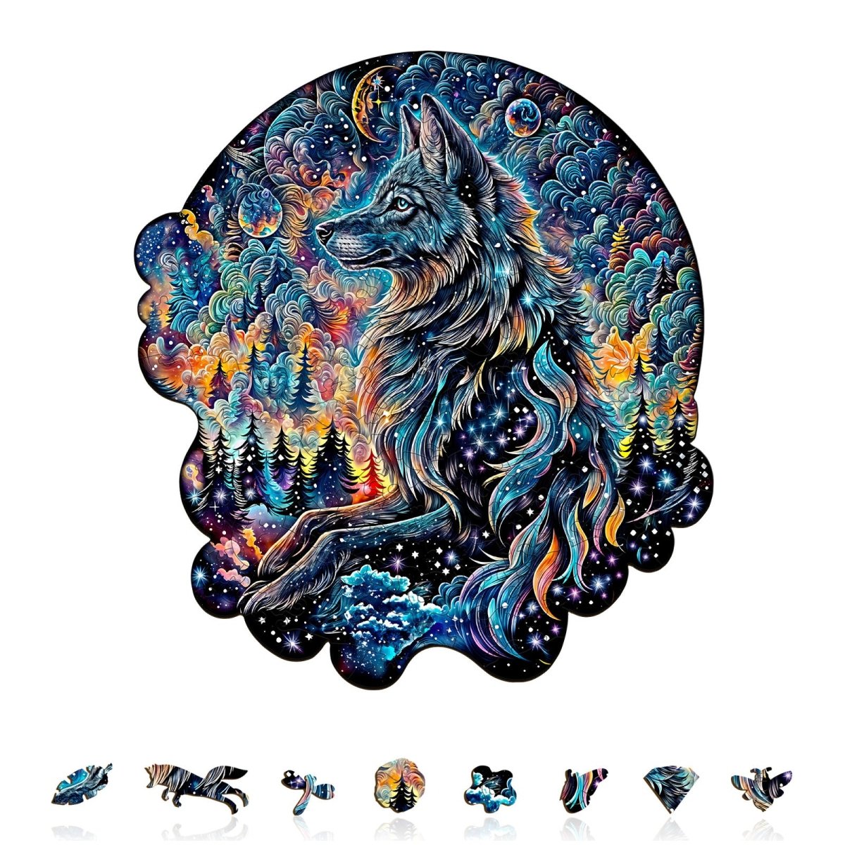 Nebula Wolf Wooden Jigsaw Puzzle - KAAYEE Puzzle