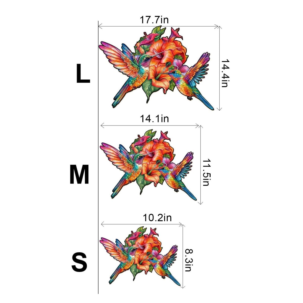 nectar feeding hummingbirds Wooden Jigsaw Puzzle - KAAYEE Puzzle