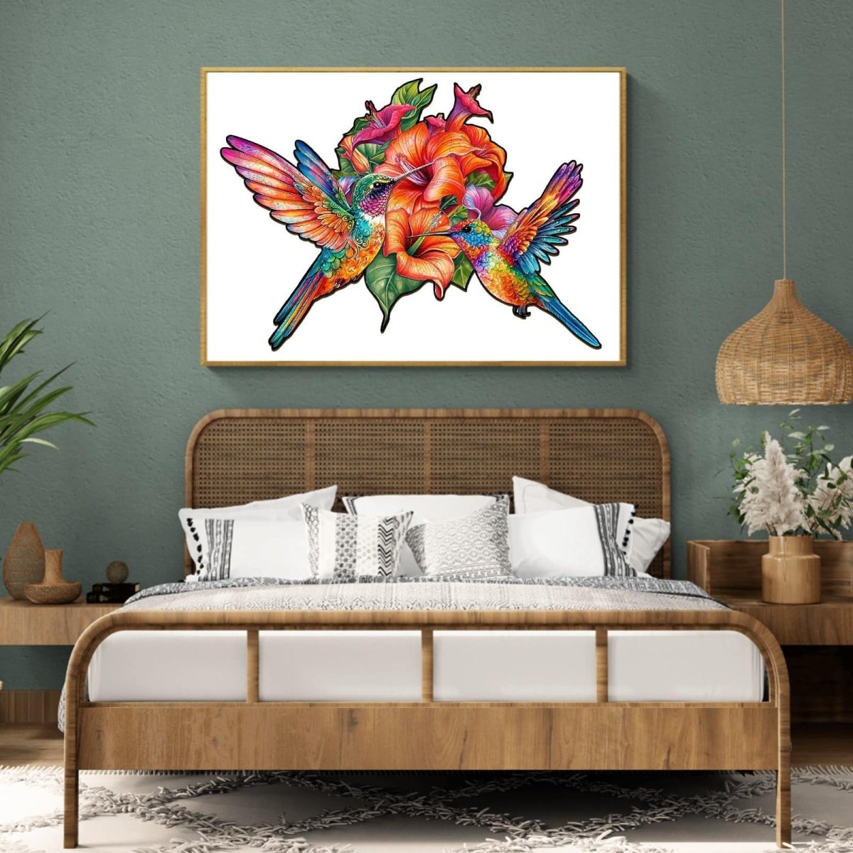 nectar feeding hummingbirds Wooden Jigsaw Puzzle - KAAYEE Puzzle