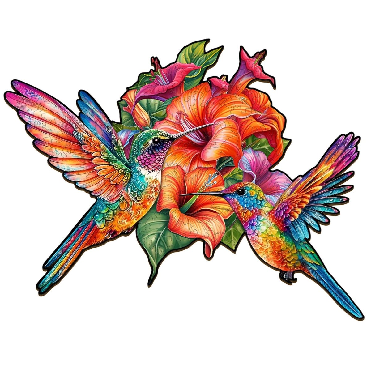 nectar feeding hummingbirds Wooden Jigsaw Puzzle - KAAYEE Puzzle