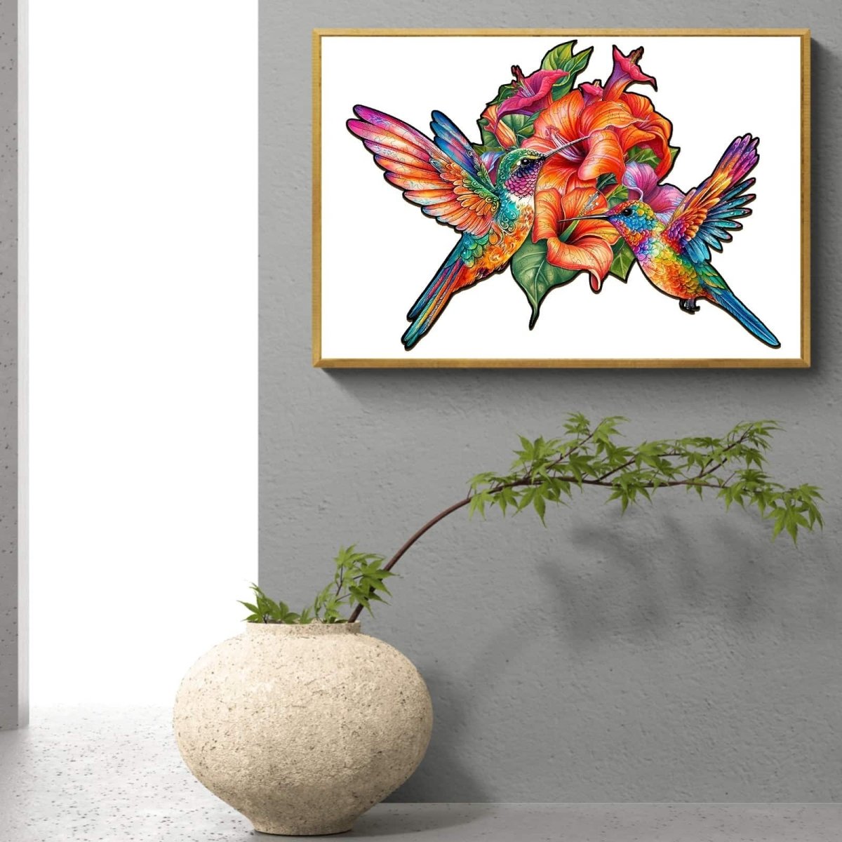 nectar feeding hummingbirds Wooden Jigsaw Puzzle - KAAYEE Puzzle