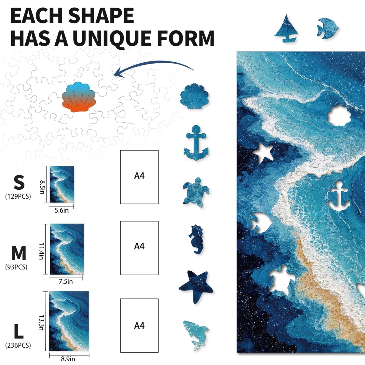 Ocean Waves Wooden Jigsaw Puzzle - KAAYEE Puzzle