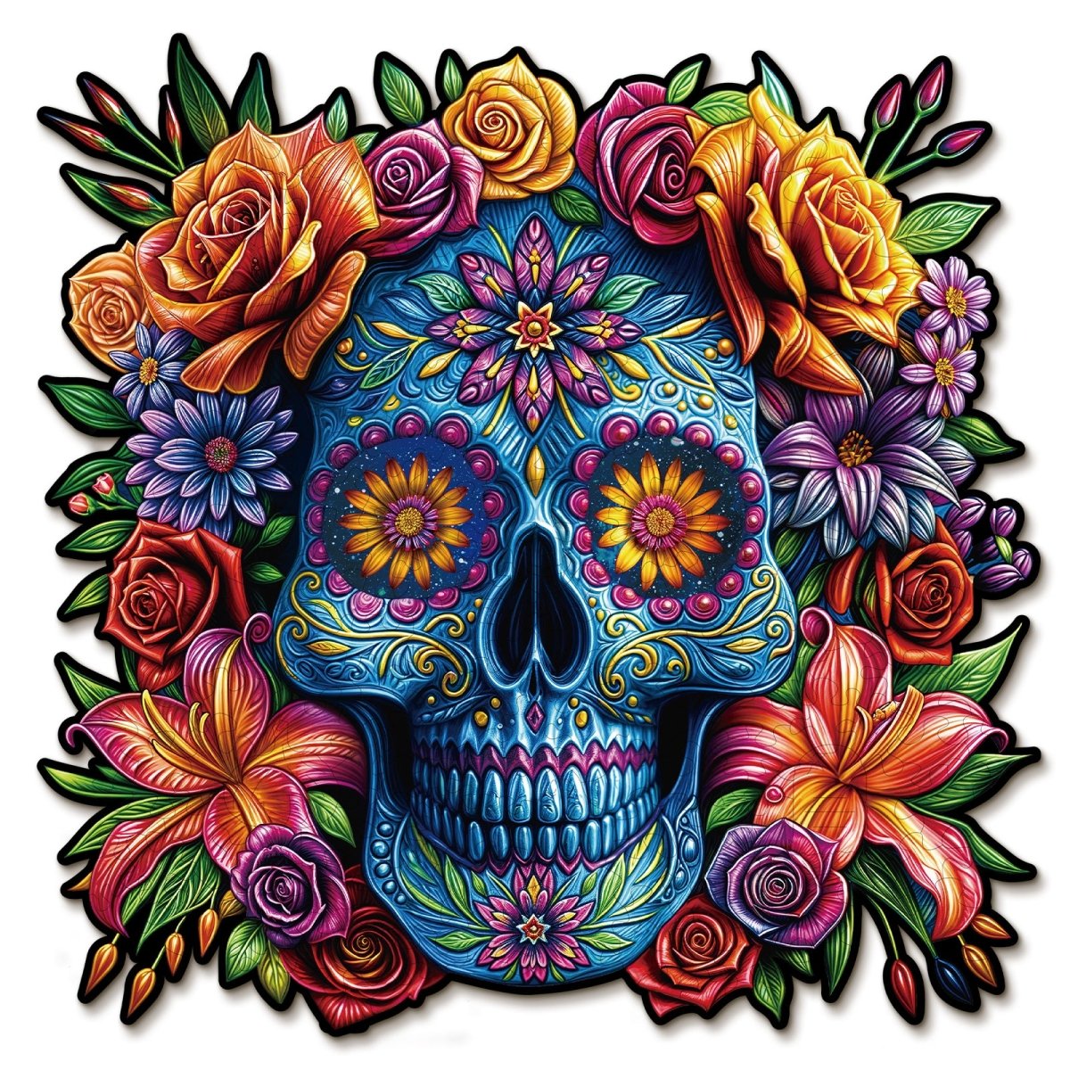 Painted Skull Head Wooden Jigsaw Puzzle - KAAYEE Puzzle