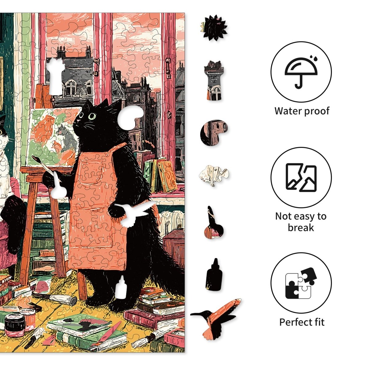 Painter’s Cat Corner Wooden Jigsaw Puzzle - KAAYEE Puzzle