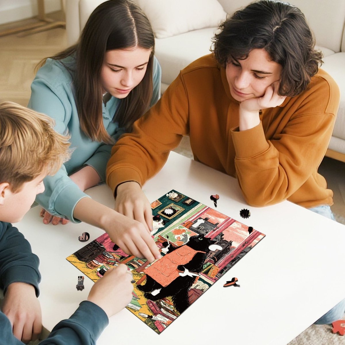 Painter’s Cat Corner Wooden Jigsaw Puzzle - KAAYEE Puzzle