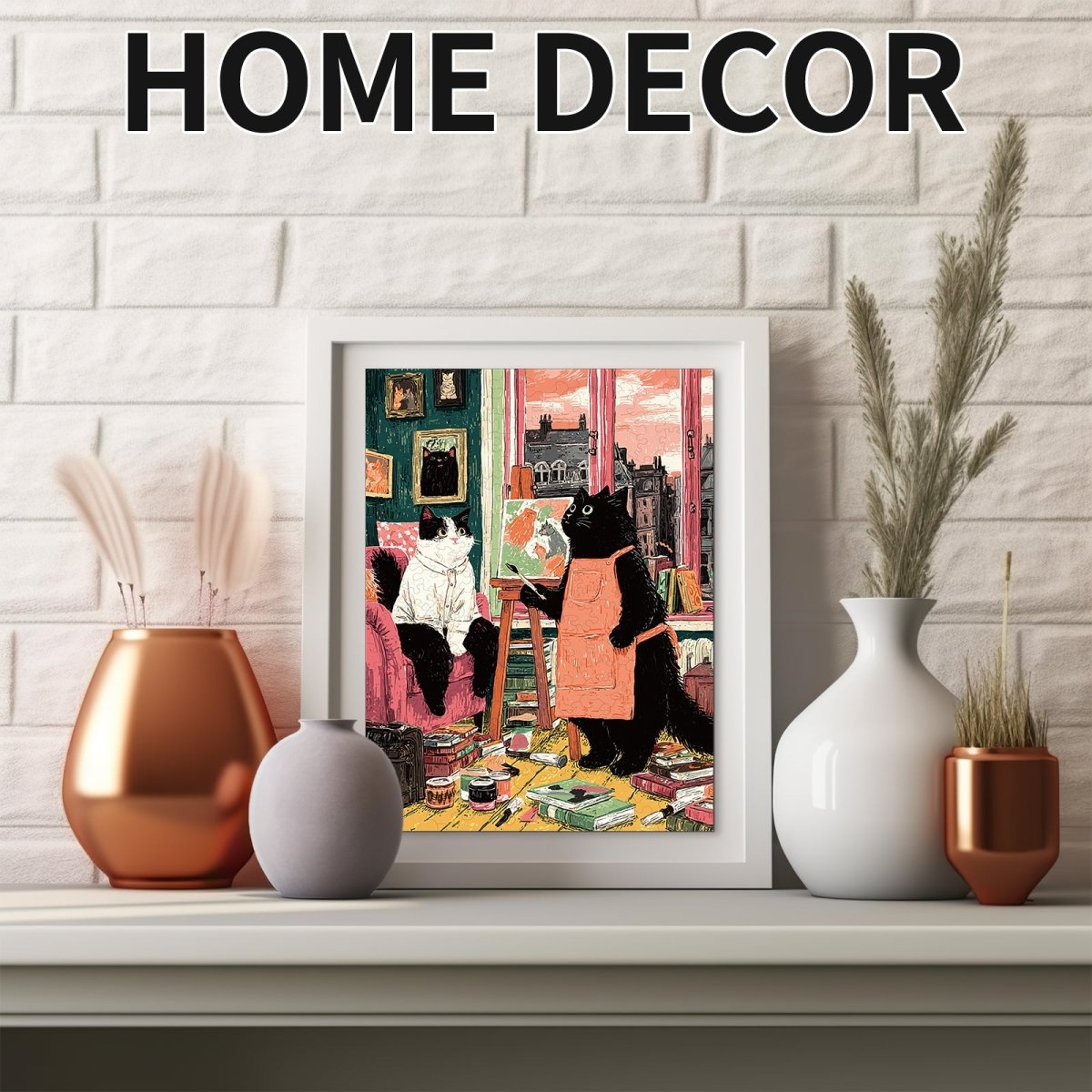 Painter’s Cat Corner Wooden Jigsaw Puzzle - KAAYEE Puzzle