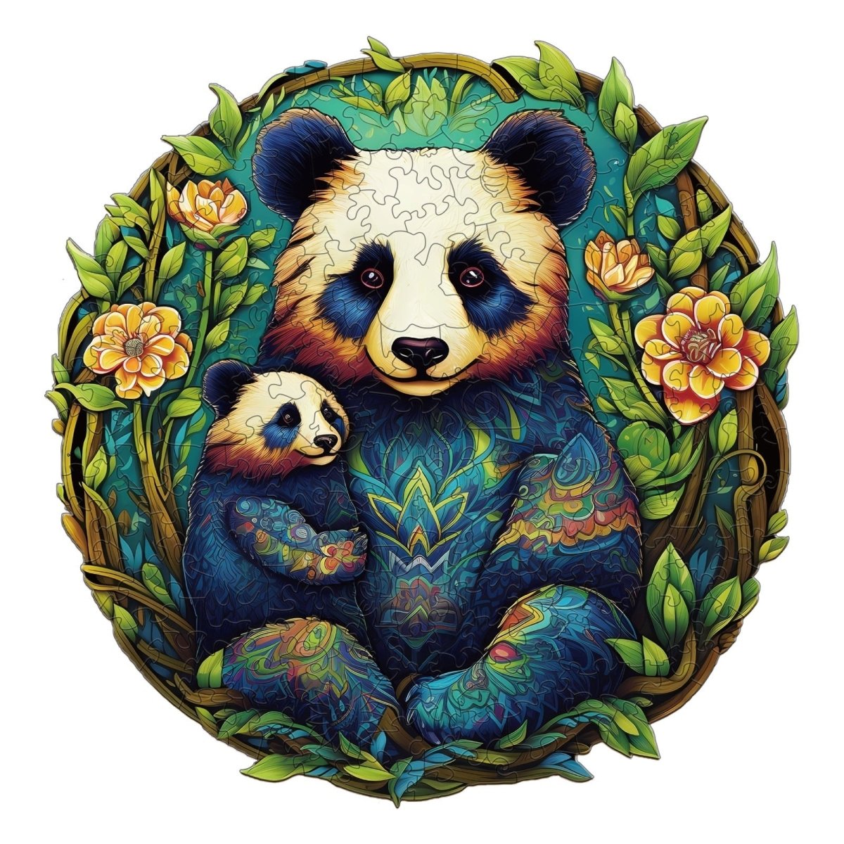 Panda Family 2 Wooden Jigsaw Puzzle - KAAYEE Puzzle