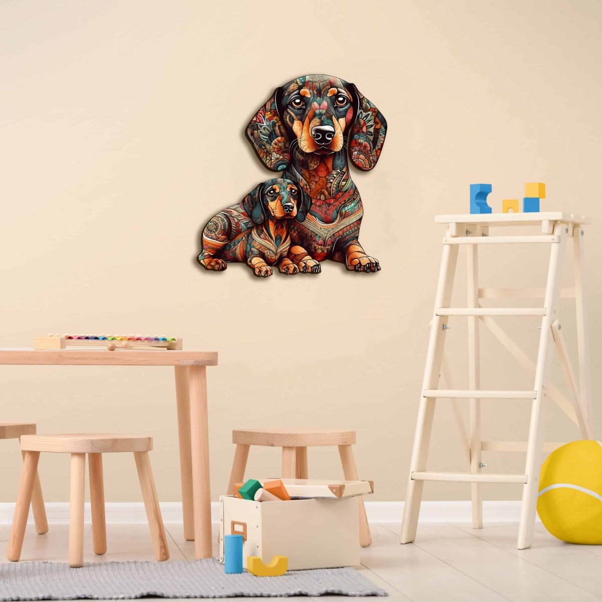 Parent Child Dachshund 2 Wooden Jigsaw Puzzle - KAAYEE Puzzle