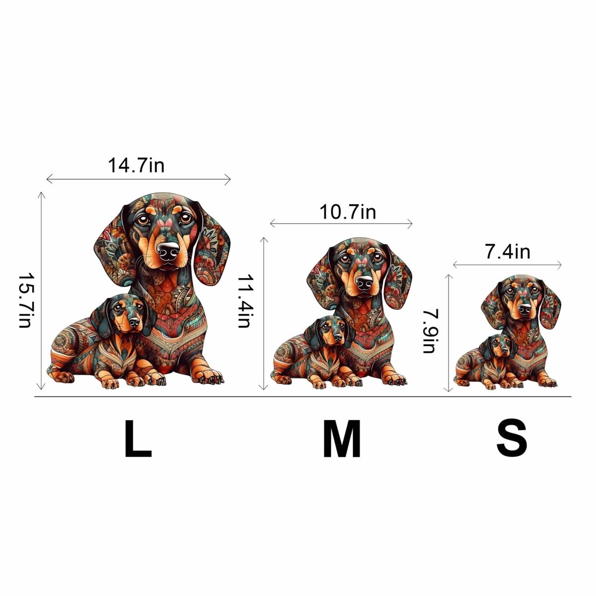 Parent Child Dachshund 2 Wooden Jigsaw Puzzle - KAAYEE Puzzle