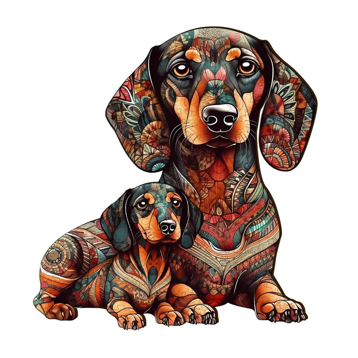 Parent Child Dachshund 2 Wooden Jigsaw Puzzle - KAAYEE Puzzle