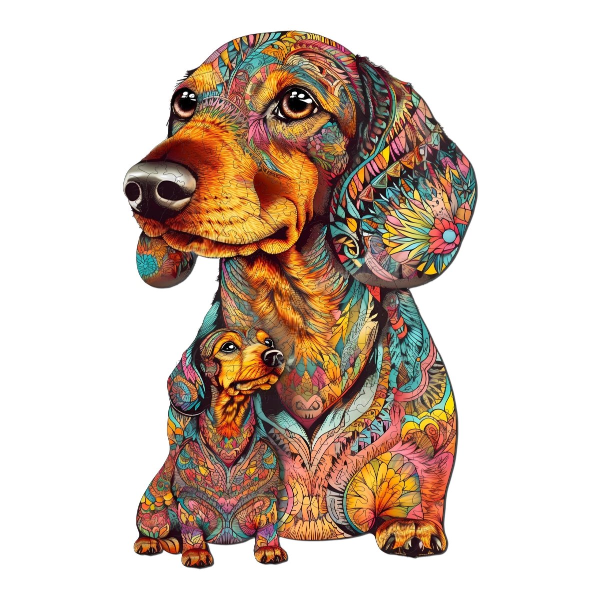 Parent Child Dachshund Wooden Jigsaw Puzzle - KAAYEE Puzzle