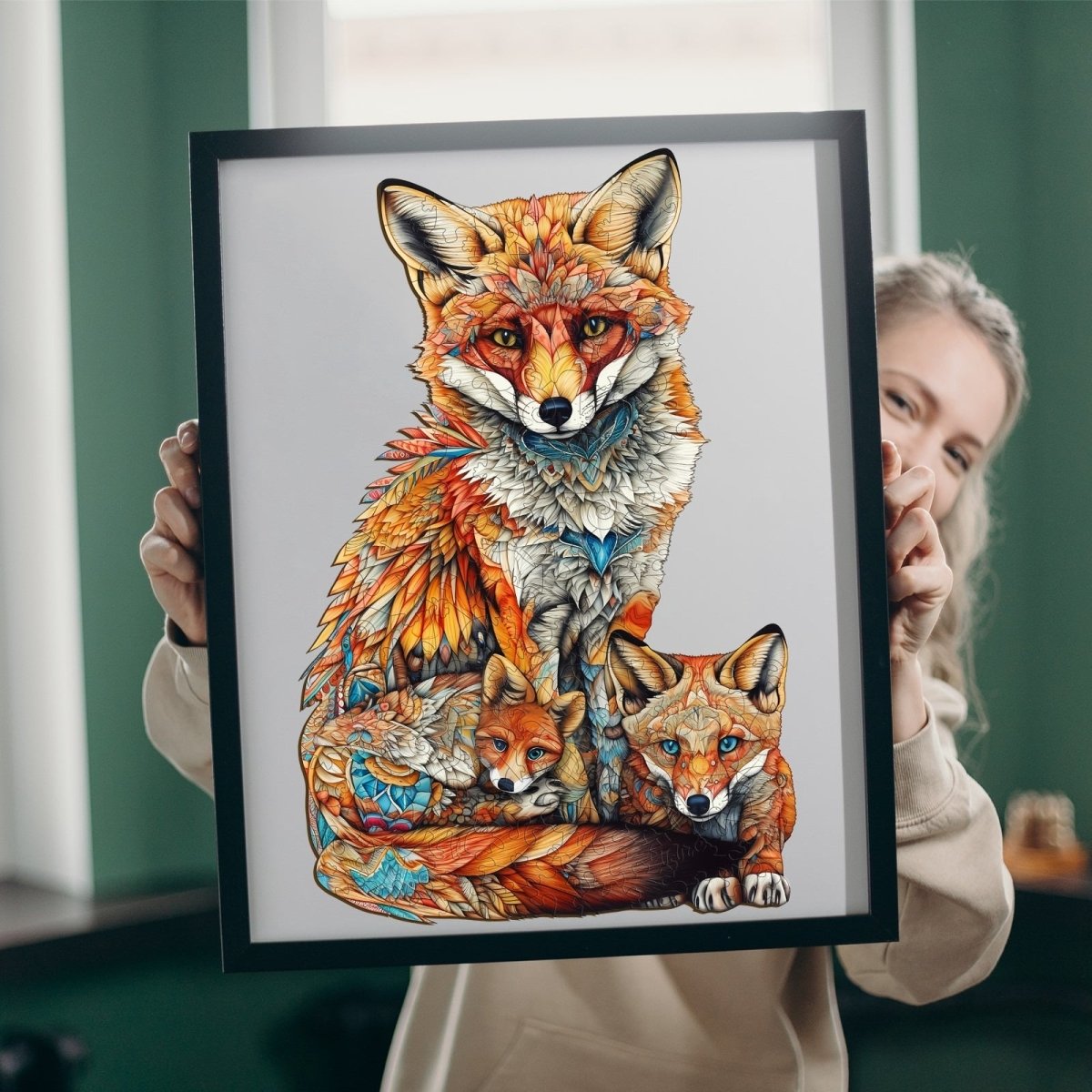 Parent Child Fox Wooden Jigsaw Puzzle - KAAYEE Puzzle