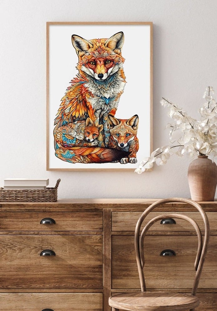 Parent Child Fox Wooden Jigsaw Puzzle - KAAYEE Puzzle