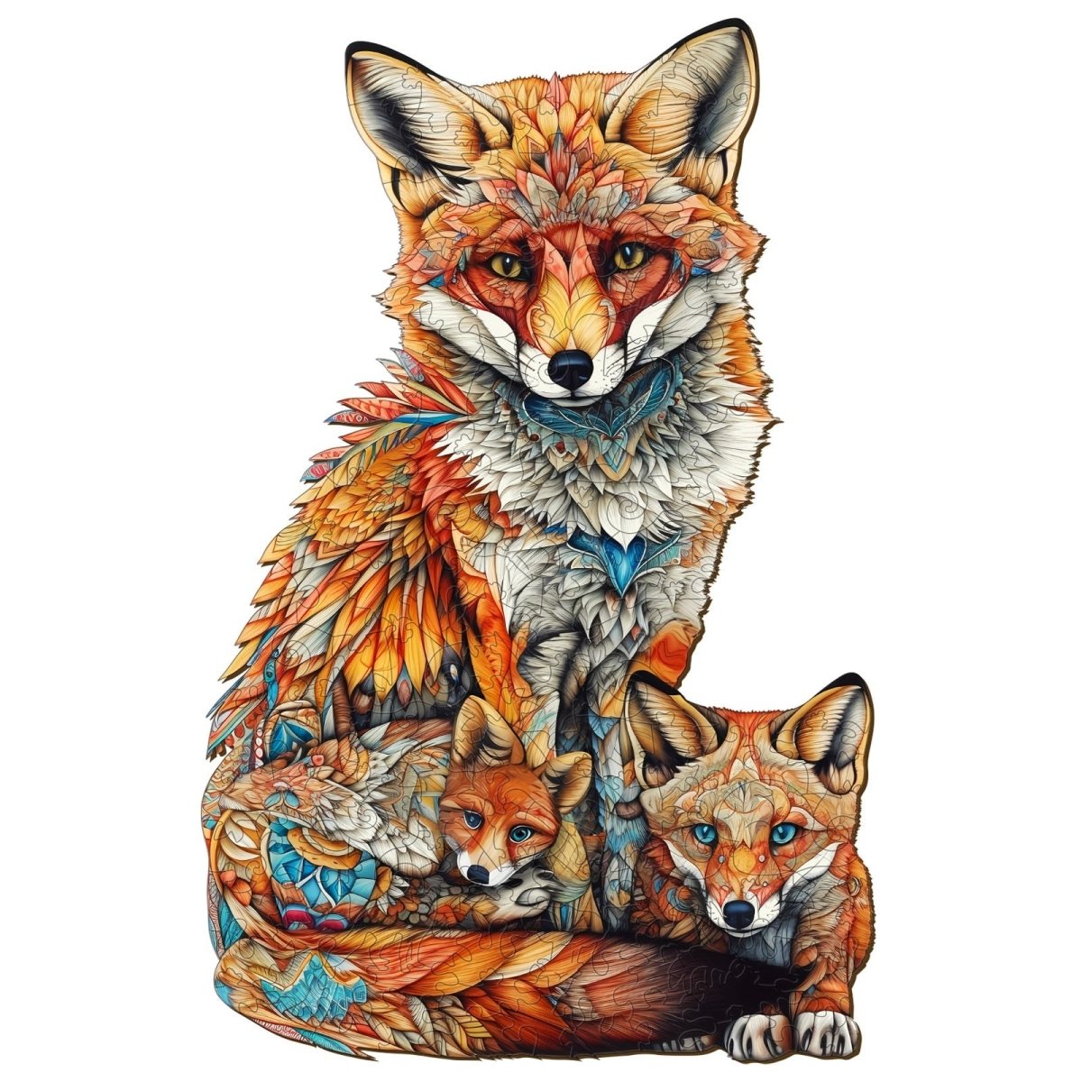 Parent Child Fox Wooden Jigsaw Puzzle - KAAYEE Puzzle