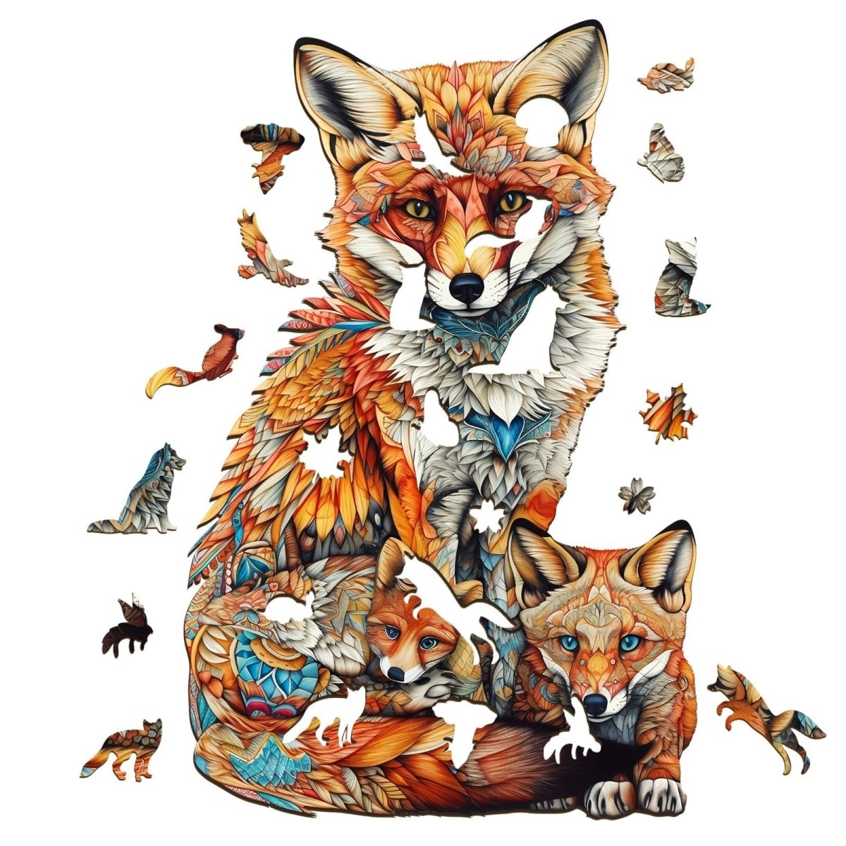 Parent Child Fox Wooden Jigsaw Puzzle - KAAYEE Puzzle