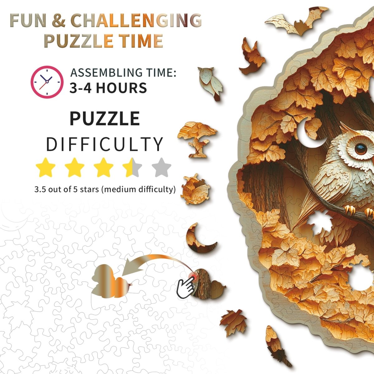Parent Child Owl Wooden Jigsaw Puzzle - KAAYEE Puzzle