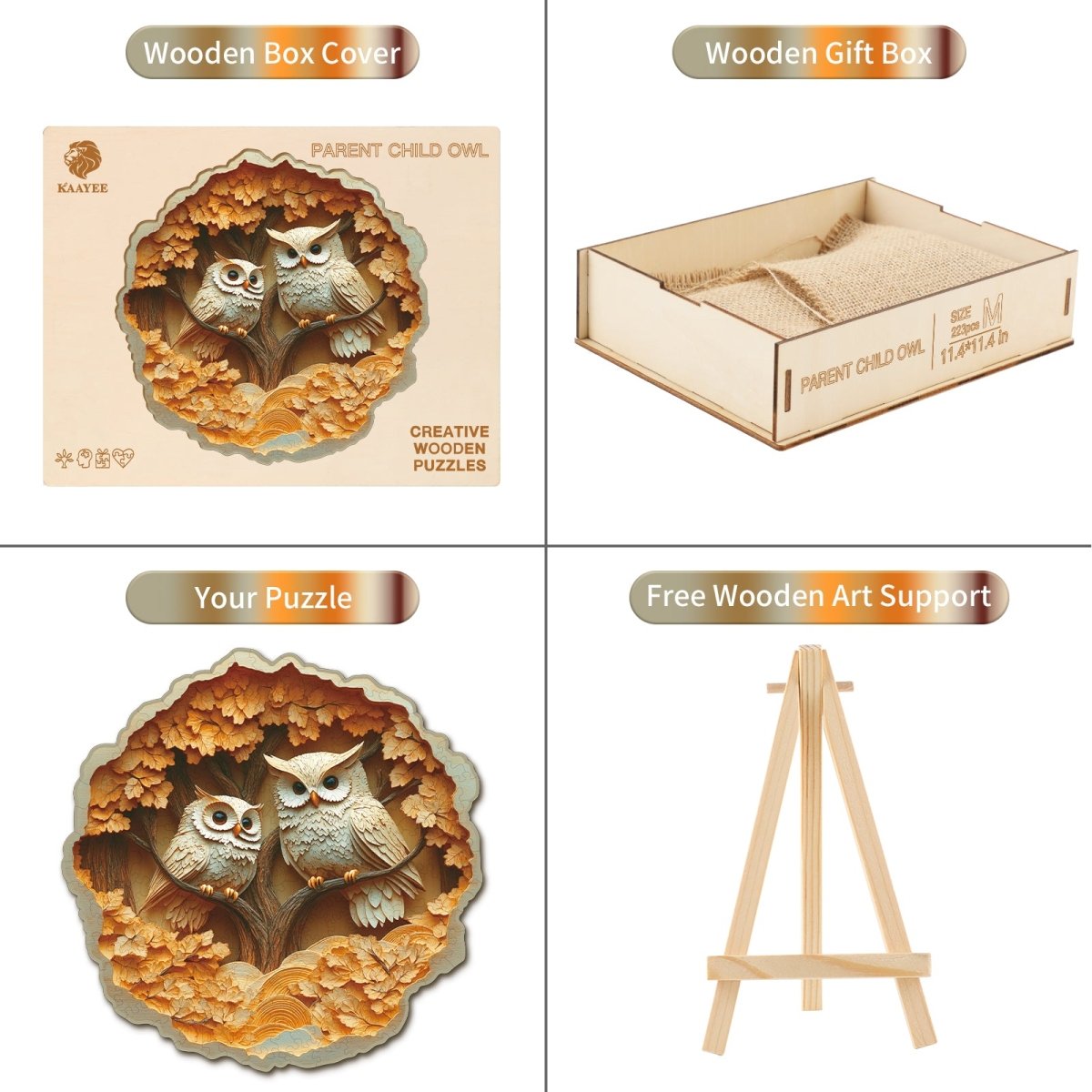 Parent Child Owl Wooden Jigsaw Puzzle - KAAYEE Puzzle