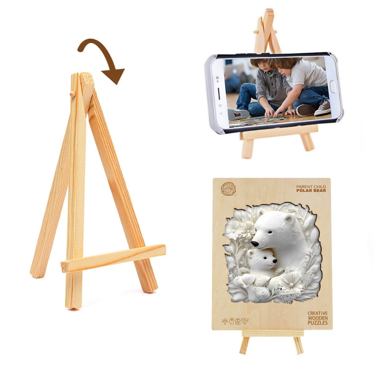 Parent child polar bear Wooden Jigsaw Puzzle - KAAYEE Puzzle