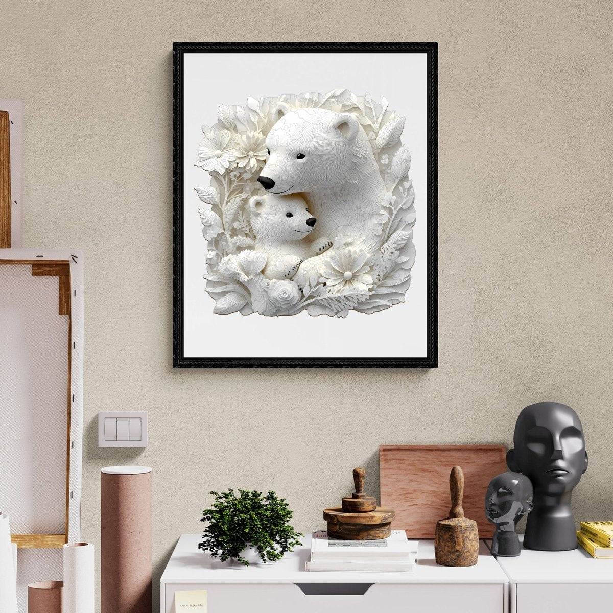 Parent child polar bear Wooden Jigsaw Puzzle - KAAYEE Puzzle