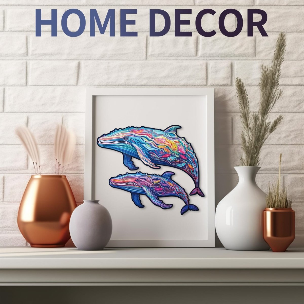 Parent child Whale Wooden Jigsaw Puzzle - KAAYEE Puzzle