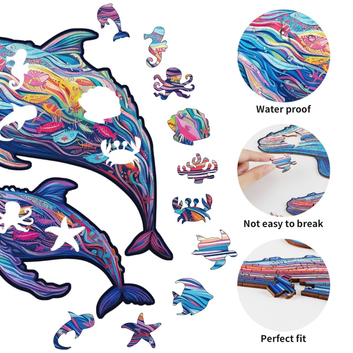 Parent child Whale Wooden Jigsaw Puzzle - KAAYEE Puzzle