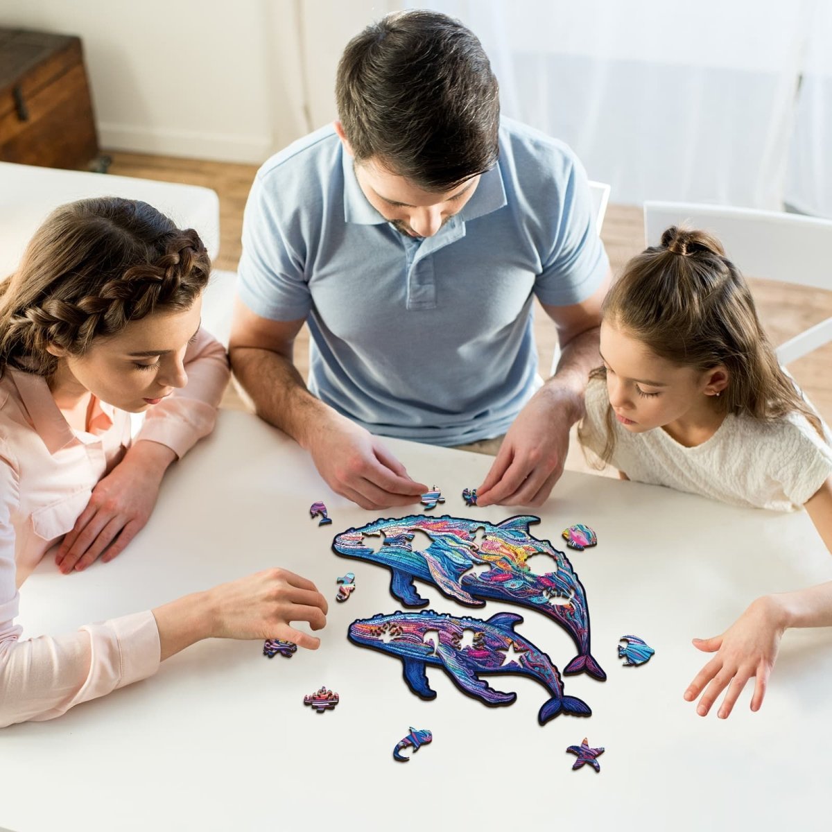 Parent child Whale Wooden Jigsaw Puzzle - KAAYEE Puzzle