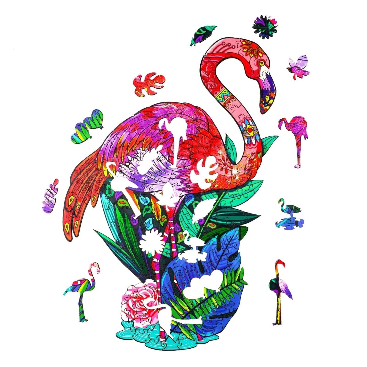 PASSIONATE FLAMINGO Wooden Jigsaw Puzzle - KAAYEE Puzzle