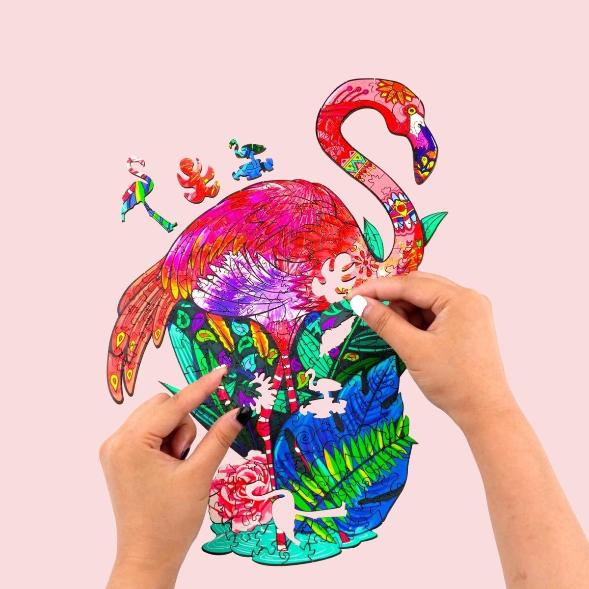 PASSIONATE FLAMINGO Wooden Jigsaw Puzzle - KAAYEE Puzzle